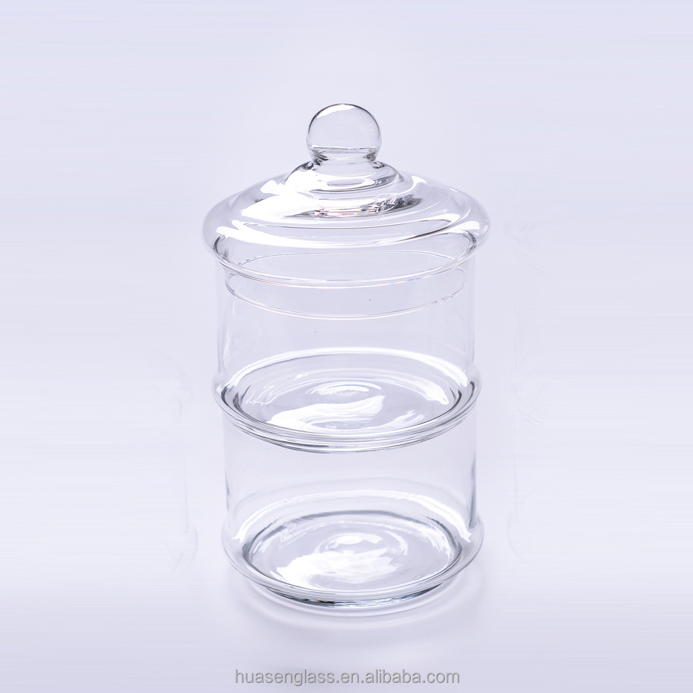 Small size sweet glass cookie pot food jar glass candy jar with lid for christmas