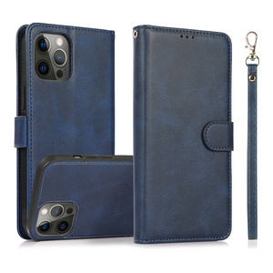 Wallet Case PU Leather Multiple Card Slot Holder Kickstand Detachable Magnetic Folio Flip Cover For iPhone 12 pro max Phone Case