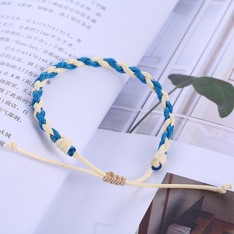 Bohemian Beach Style Handmade Woven Wax String Bracelet For Girl Charms