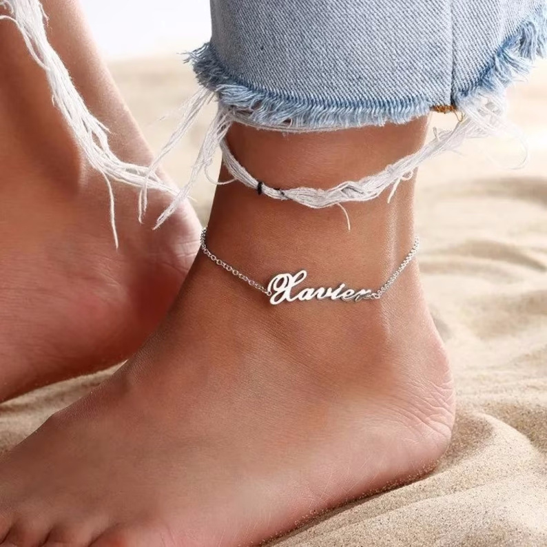 Fashion Custom Name Anklet 18k Gold Plated Chain Personalized Name Stainless Steel Foot Body Jewelry Anklet For Women