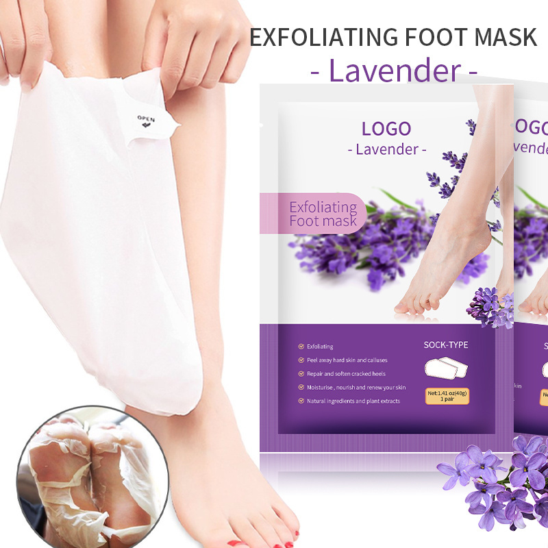 Wholesale OEM Foot Skin Care Products Korean Feet Sheet Mask Socks Exfoliation Peeling Exfoliating Peel Lavender Foot Mask