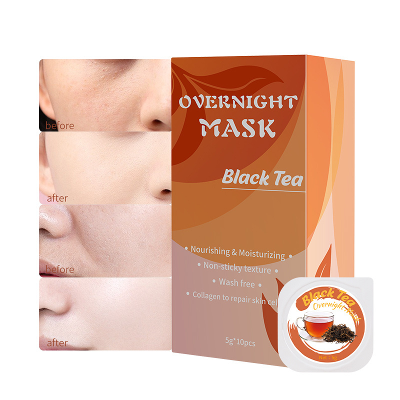 Custom Private Label Korean Whitening Moisturizing Sheet Fruit Beauty Face Mask Korean Skin Care Sleeping Black Tea Facial Mask