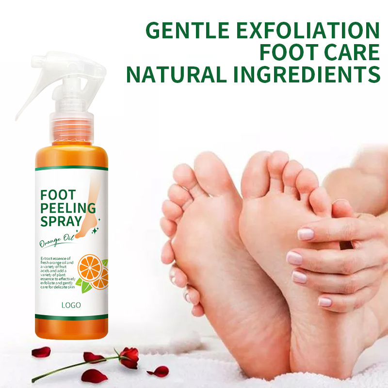 Private Label Dead Skin Cuticles Heel Foot Care Pedicure Foot Moisturizing Hydrating Nourish Orange Oil Foot Peeling Spray