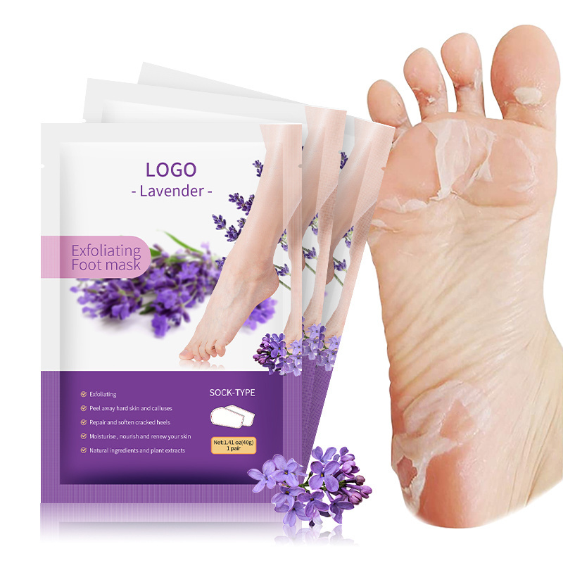 Wholesale OEM Foot Skin Care Products Korean Feet Sheet Mask Socks Exfoliation Peeling Exfoliating Peel Lavender Foot Mask