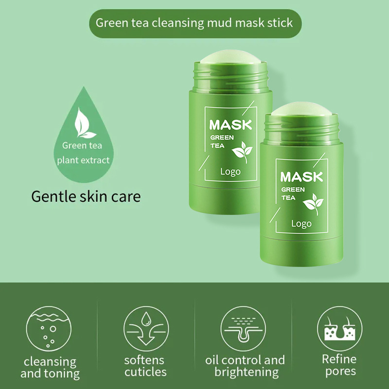 Private Label Face Clay Mask Beauty Products Skincare Eggplant Purifying Mask Facial Clay Mud Solid Green Tea Mask Stick Set