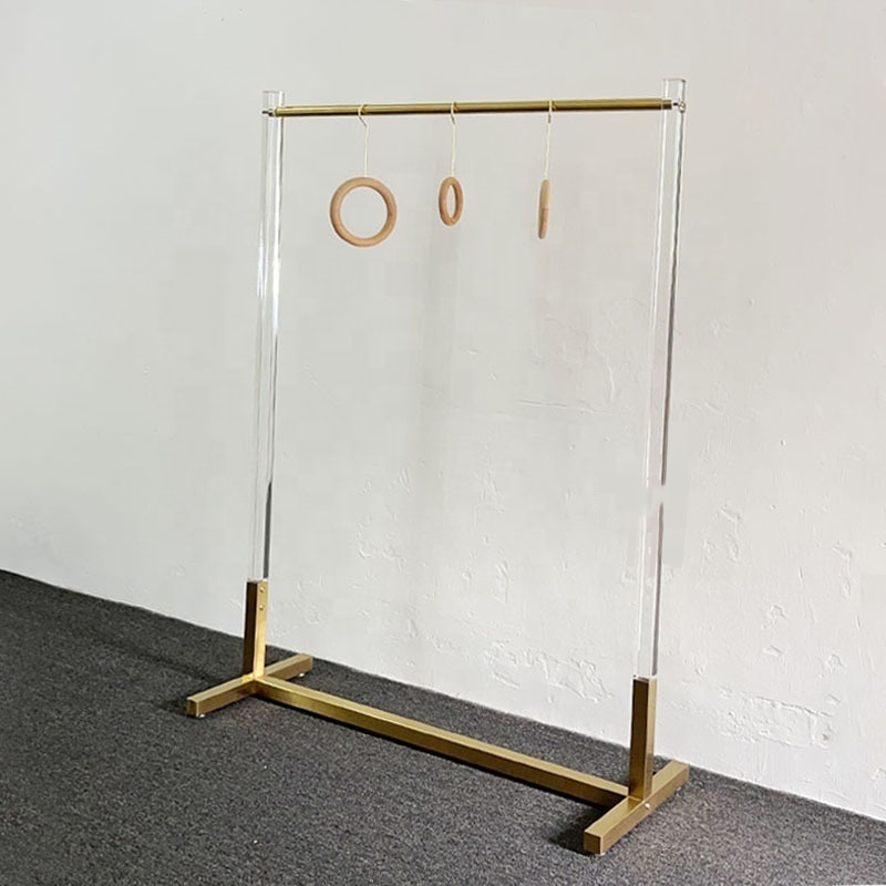 Luxury Gold Lucite Single-Pole Clothing Rack for Boutique Clothes Display Shop