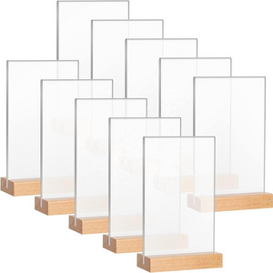 DL Wooden Polished Stand with Normal Packaging DL Acrylic Menu Sign Card Holder Store Display Retail Use Perspex Model Product