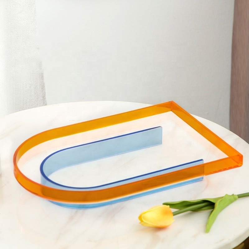 Macaron Arabic Calligraphy Display Tray Plexiglass Acrylic Service Tray with Polish Surface 3mm Thickness for Bar Bottle Display