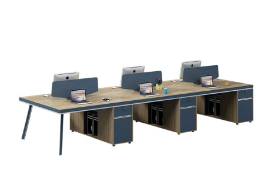 Office desk modern design 6 seater bench cluster general use modular office 6 person workstation with pedestal and desk screen