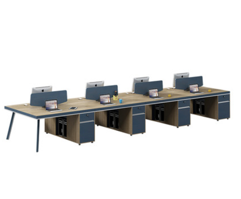 Office desk modern design 6 seater bench cluster general use modular office 6 person workstation with pedestal and desk screen