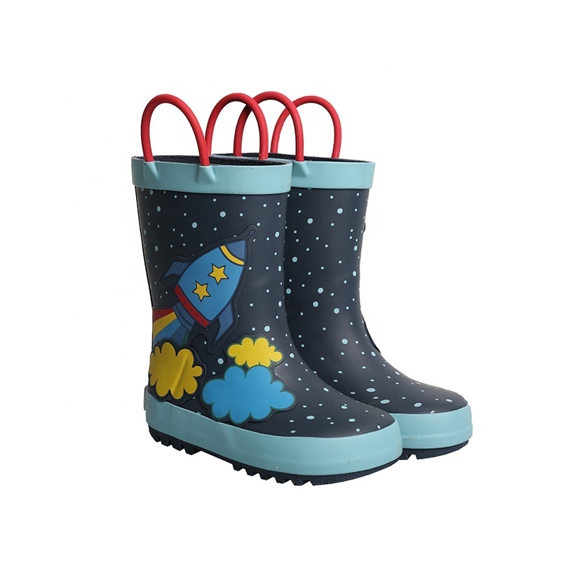 Custom waterproof astro boot children rubber rain shoes boys girls shoe rocket Children's rain boots