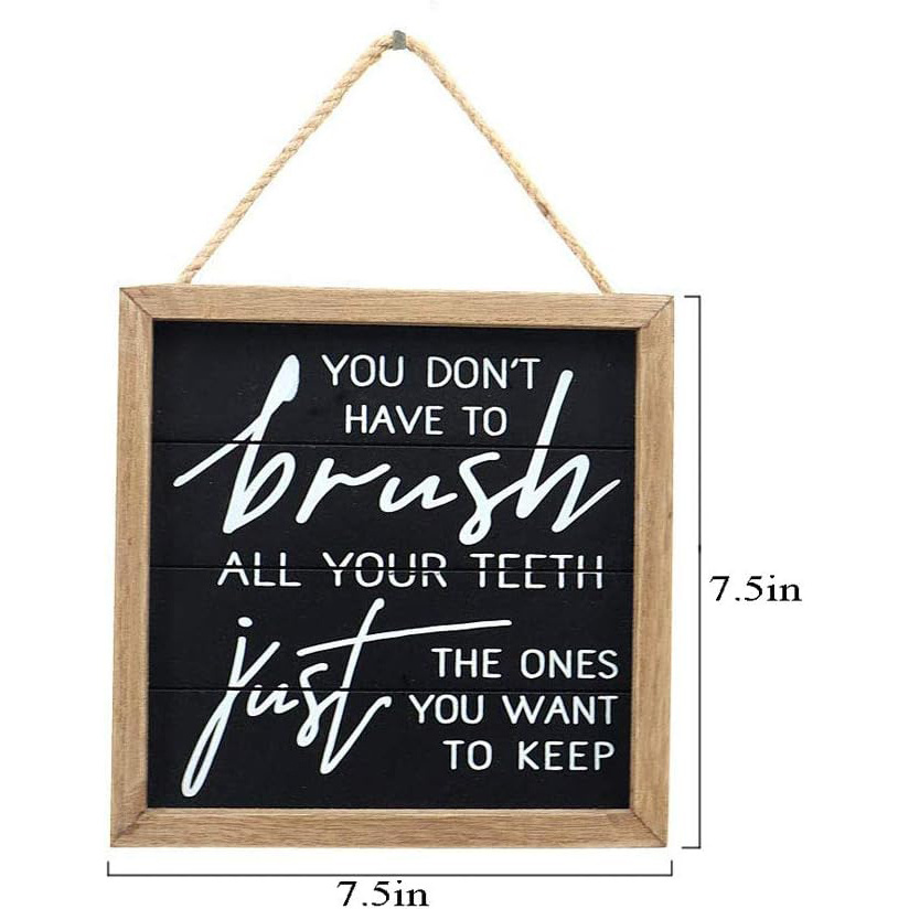 HS Putuo Decor Modern Inspirational Funny Quote Home Bedroom Toilet Bathroom Decor Wooden Frame Sign