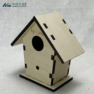 Wooden children's graffiti bird cage, DIY wooden bird nest pendant, creative simulation Mosaic outdoor decoration bird nest