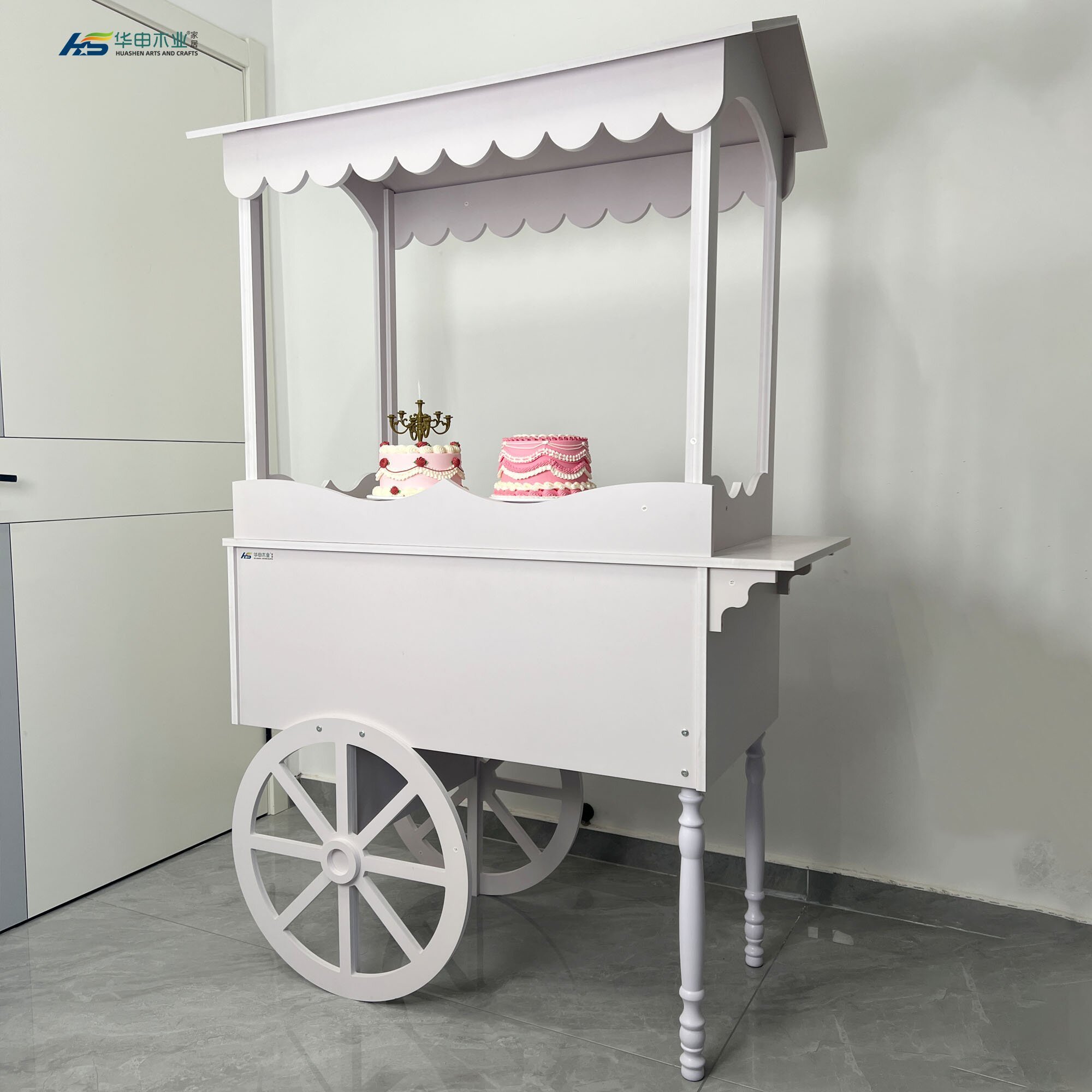 Wooden Candy Cart with Wheels Suitable for Weddings Baby Showers Birthdays Children Wooden Display Stand Party