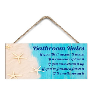 Bathroom rules logo Wooden rustic farmhouse bathroom wall decor