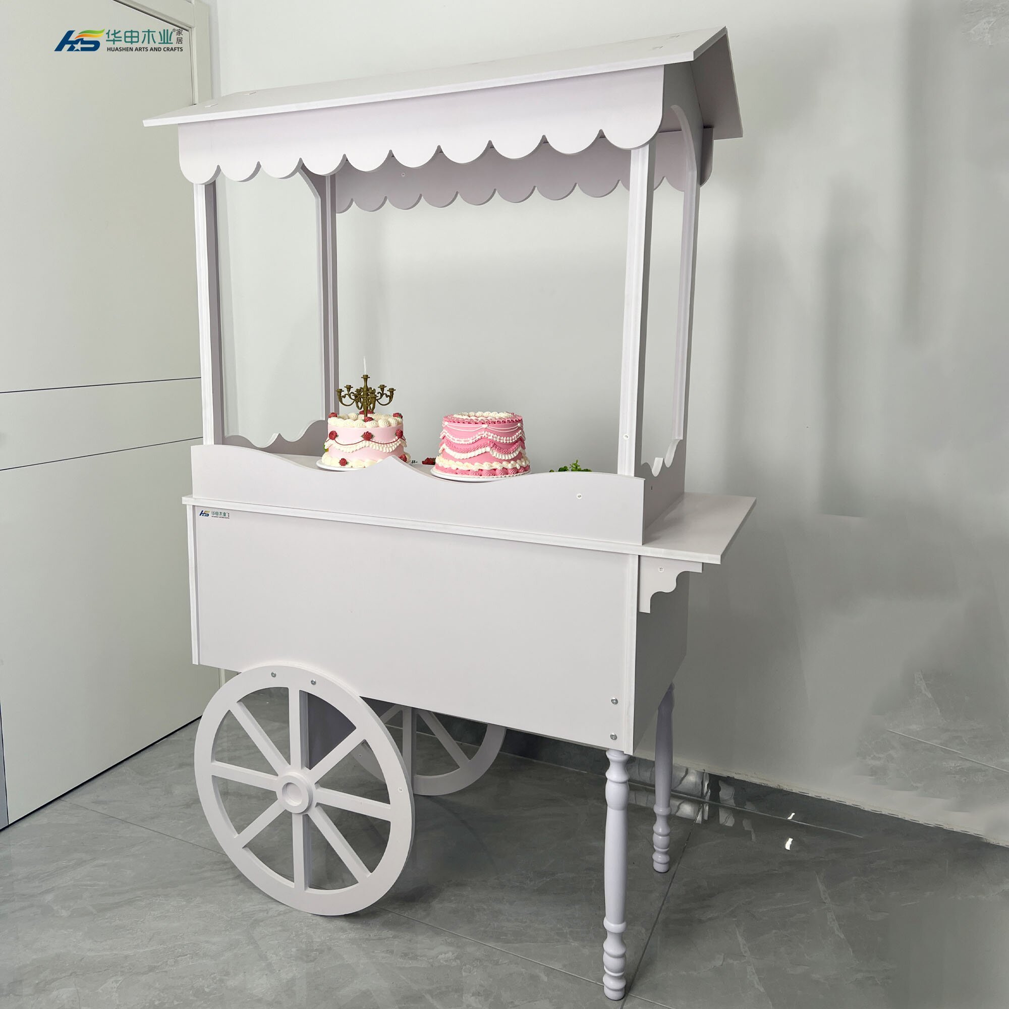 Wooden Candy Cart with Wheels Suitable for Weddings Baby Showers Birthdays Children Wooden Display Stand Party