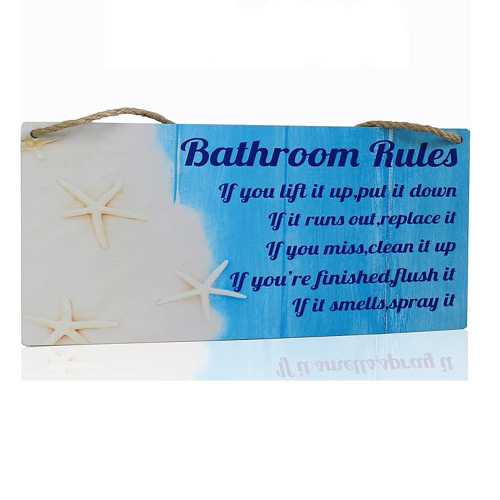 Bathroom rules logo Wooden rustic farmhouse bathroom wall decor