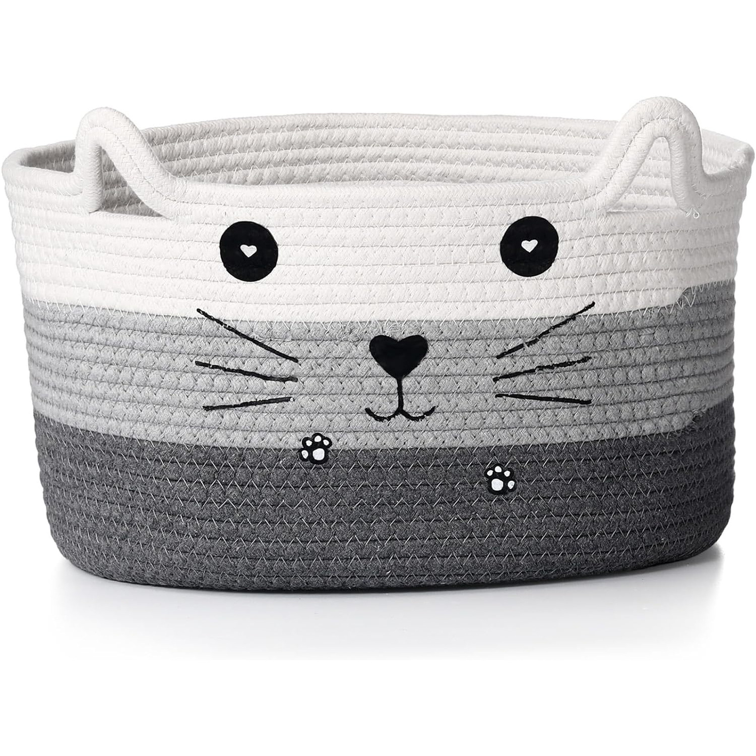 Storage Basket with Ears Decorative Pet Toys Cute Basket Cotton Rope Basket Gift Cat and Dog Toy Box, Nursery Children's Toys