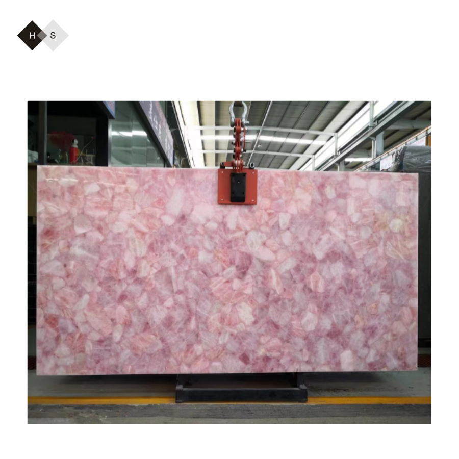 Natural Luxury Semi-Precious Stone Slab Rose Quartz Crystal Stone Slab Loose Gemstones Wall Panel