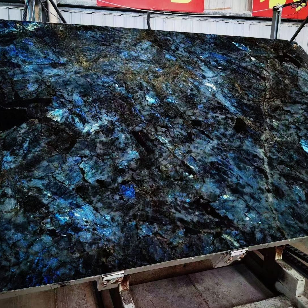 Hot Sale Luxury Stone Blue Labradorite Granite Slabs kitchen island with sink kitchen granite countertop