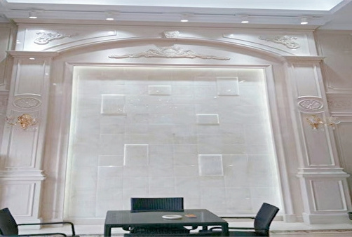 Huashow white onyx slab marble stone slab for kitchen wall backlit onyx stone wall tiles panels