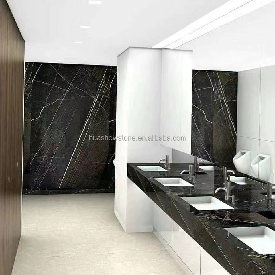 Luxury Modern High Quality Natural Stone Marble Slab Black Marble For Decoration Black Marble With White Veins