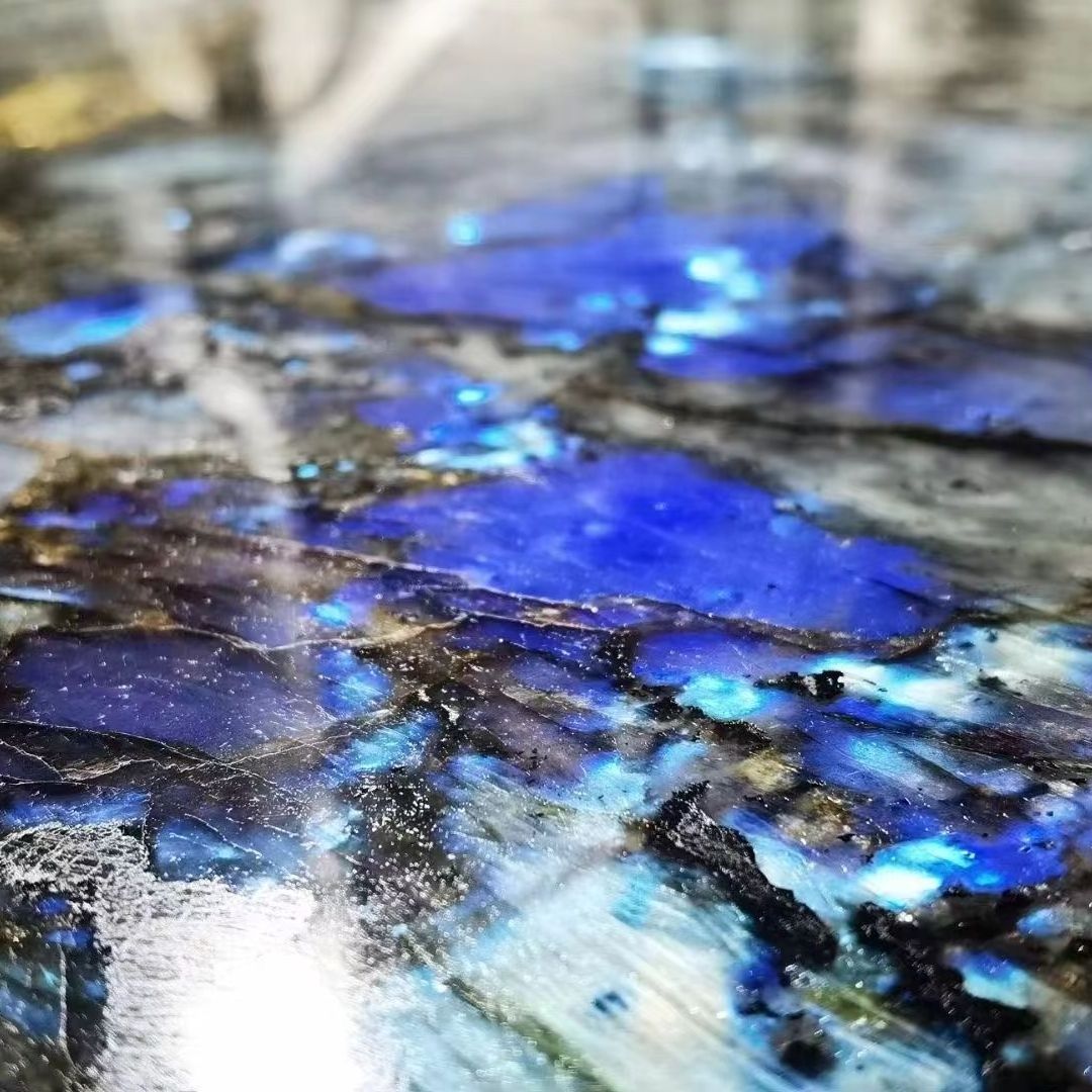 Hot Sale Luxury Stone Blue Labradorite Granite Slabs kitchen island with sink kitchen granite countertop