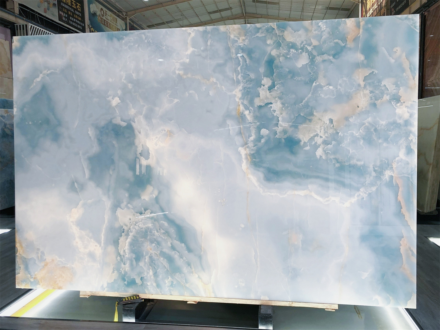 Factory Blue Onyx Slabs Interior Design Background Panels stone wall cladding for exterior wall decorative