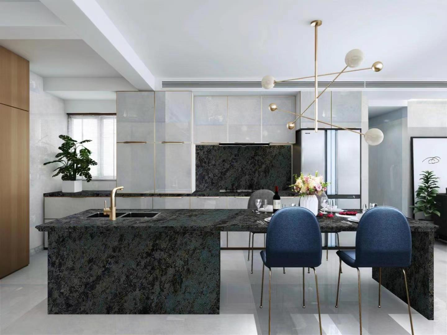 Hot Sale Luxury Stone Blue Labradorite Granite Slabs kitchen island with sink kitchen granite countertop