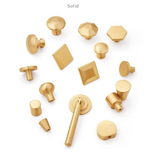 Dongguan Custom OEM  CNC Machining  Round Gold Solid Brass Kitchen Cabinet Knobs