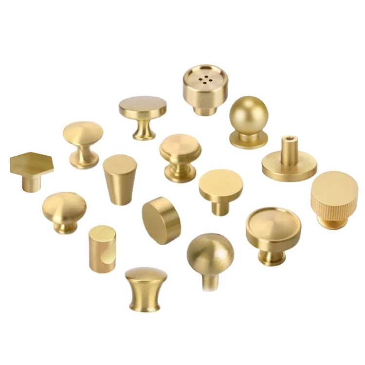 Dongguan Custom CNC Machining Metal Single Hole  Round Gold Drawer Cabinet Small Solid Brass Knob