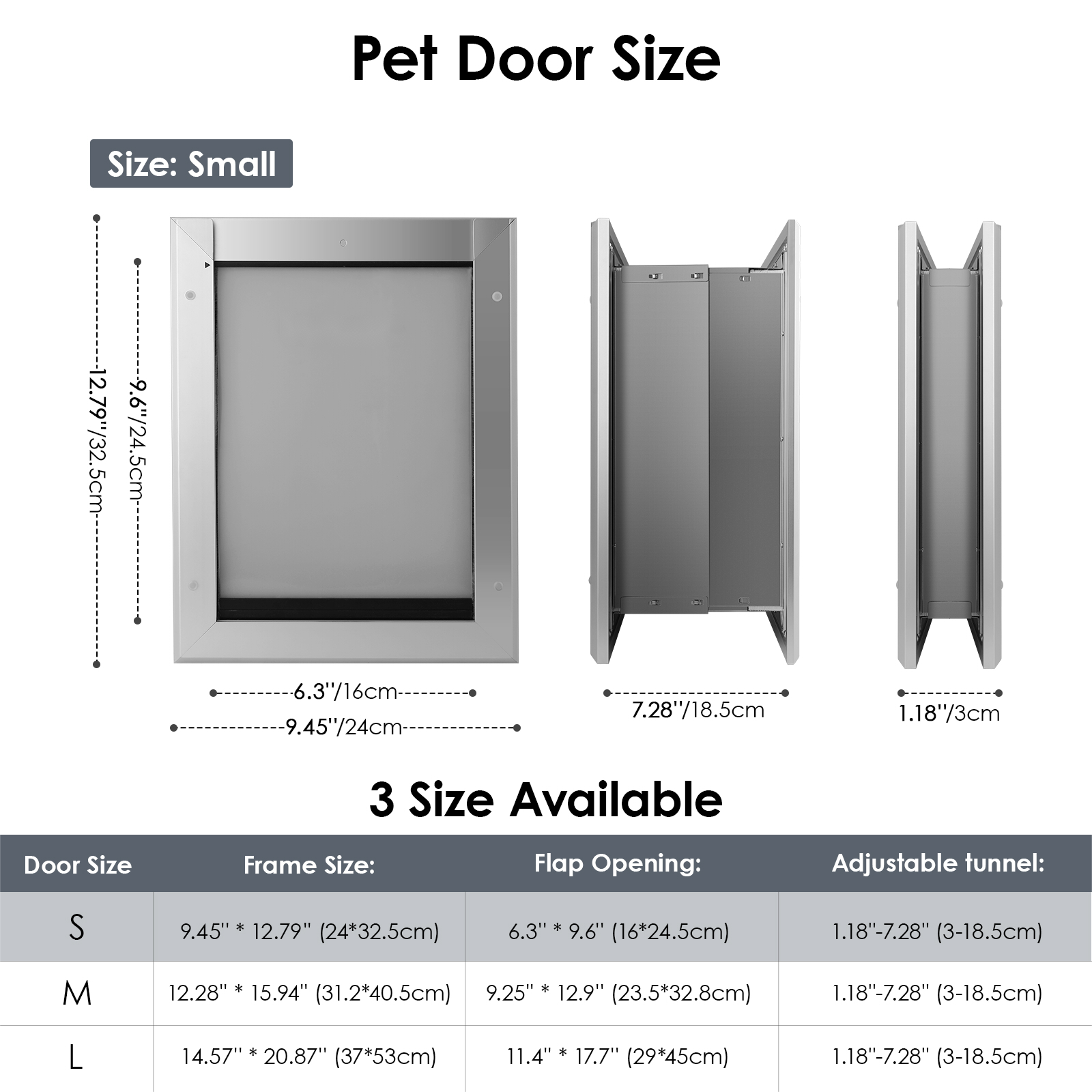 Metal Aluminum Alloy alloy Pet Door Lockable Double Magnetic Flap Dog Door Inner Frame Flap Cat Door