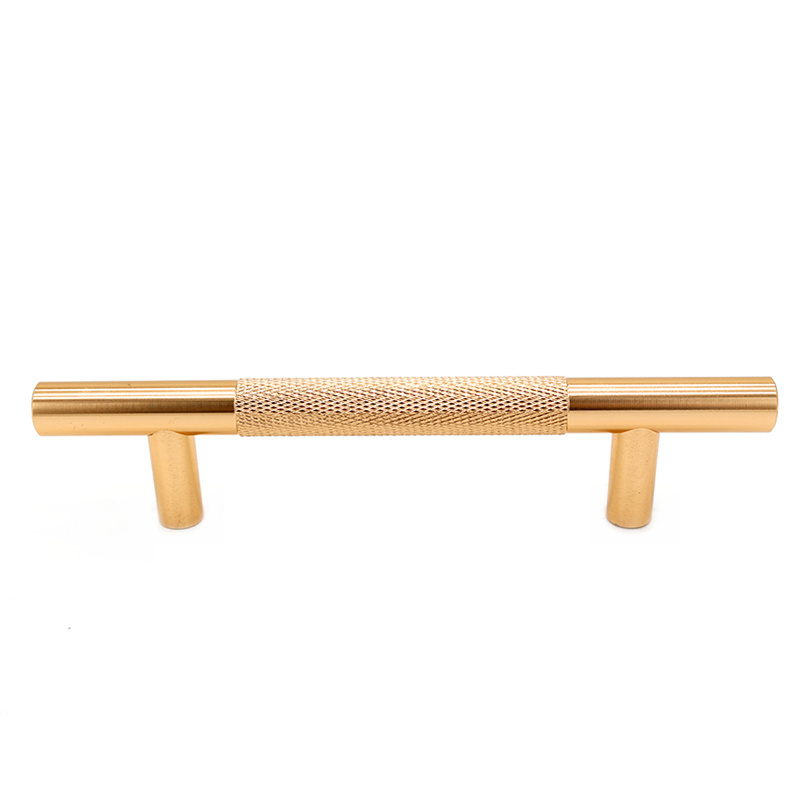 Custom Aluminum CNC Machining Cabinet Door Knurled Handle Knob Brushed Brass Bedroom Cabinet Drawer Furniture Handles