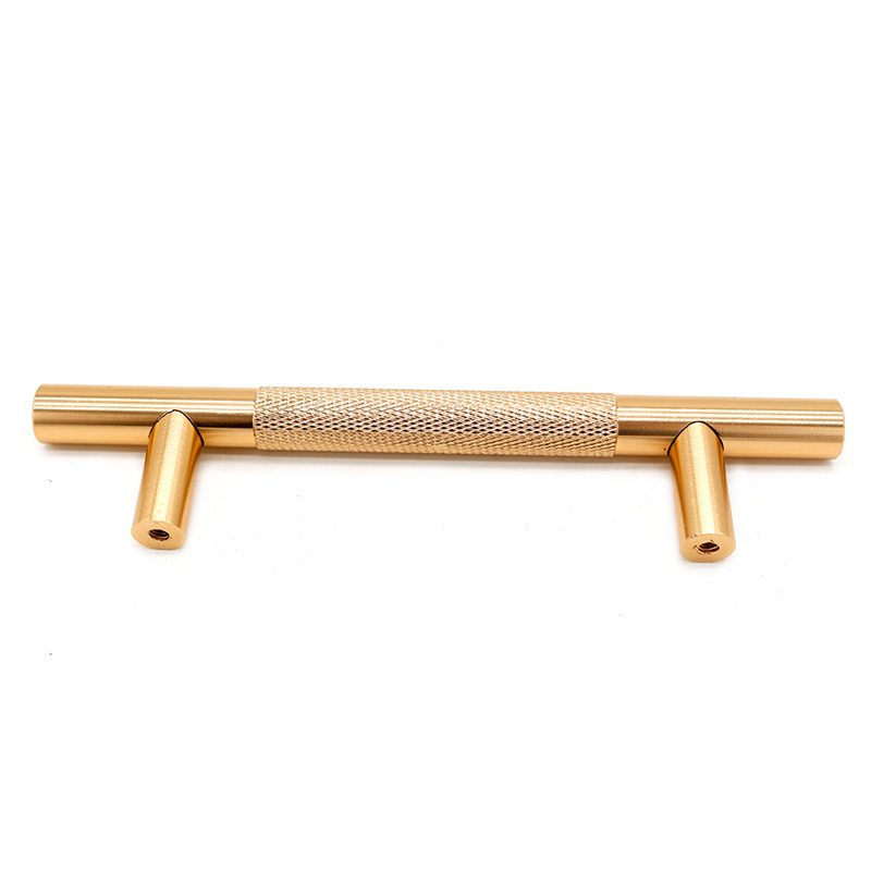 Custom Aluminum CNC Machining Cabinet Door Knurled Handle Knob Brushed Brass Bedroom Cabinet Drawer Furniture Handles