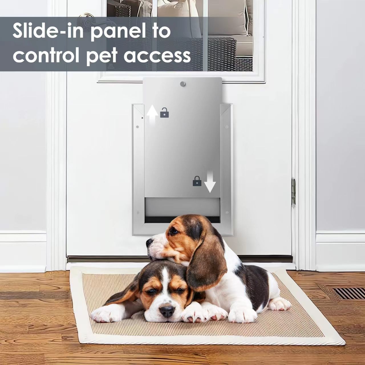 Metal Aluminum Alloy alloy Pet Door Lockable Double Magnetic Flap Dog Door Inner Frame Flap Cat Door