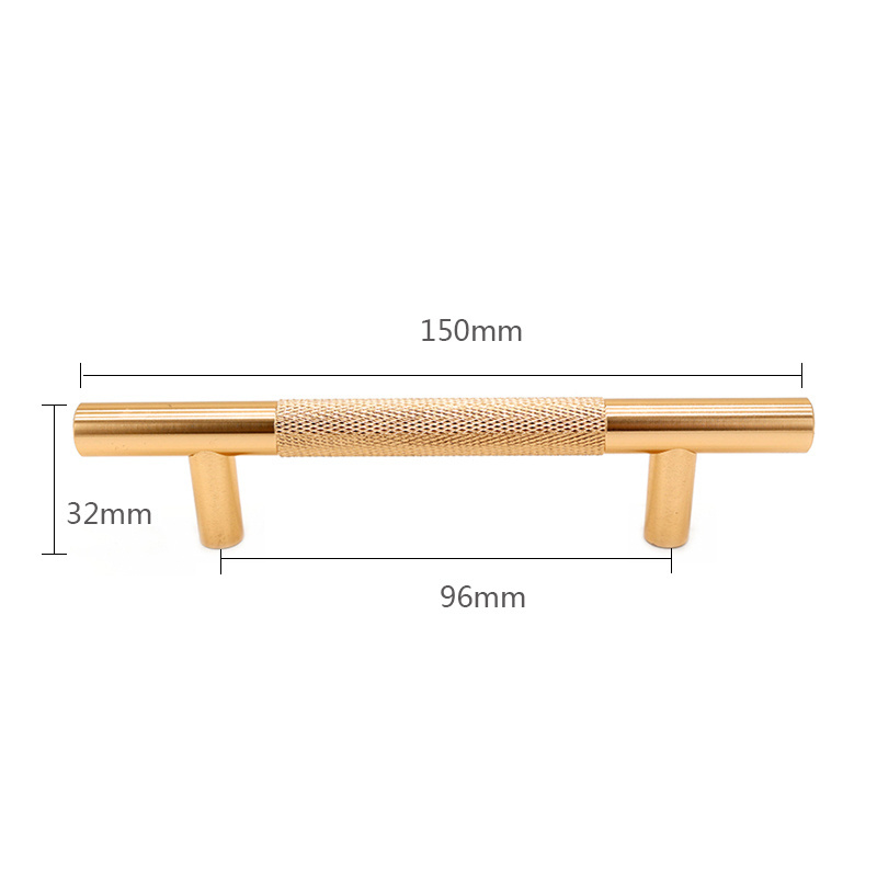 Custom Aluminum CNC Machining Cabinet Door Knurled Handle Knob Brushed Brass Bedroom Cabinet Drawer Furniture Handles