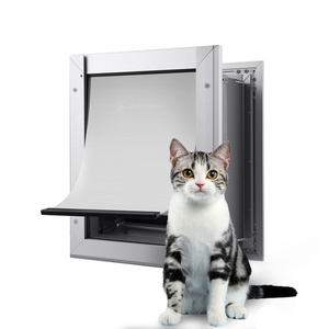 New pet door cat door metal aluminum alloy magnetic design four-way closure with lock pet dog door