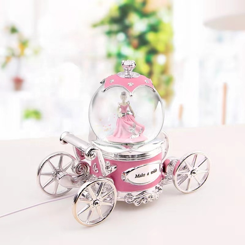 Crystal Ball music box Princess Pumpkin Car 2023 new Bluetooth snow spray crystal ball music box