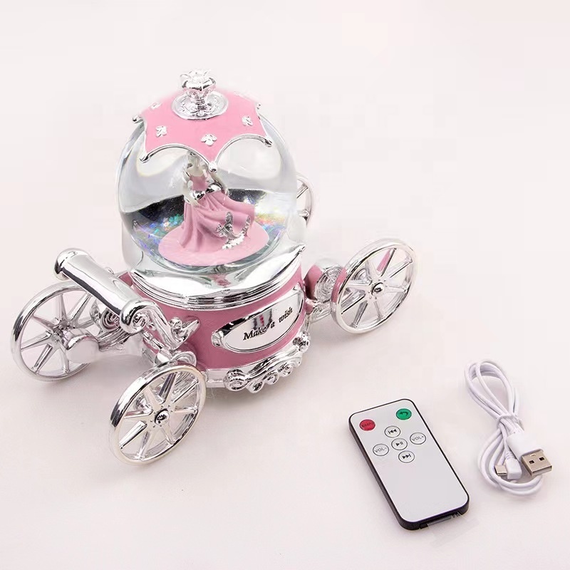 Crystal Ball music box Princess Pumpkin Car 2023 new Bluetooth snow spray crystal ball music box