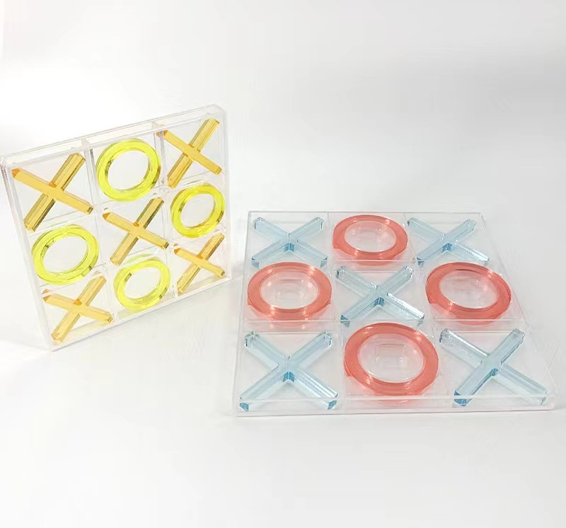 Customizable Acrylic transparent Xo Gems Board Game Pieces Tic Tac Toe Noughts And Crosses Board Game