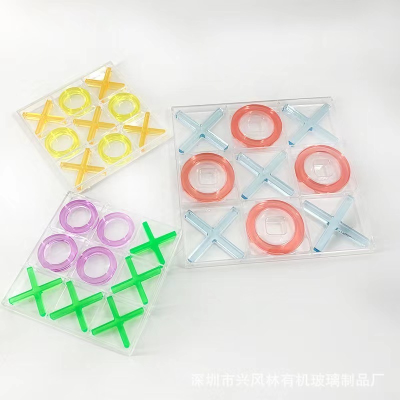 Customizable Acrylic transparent Xo Gems Board Game Pieces Tic Tac Toe Noughts And Crosses Board Game