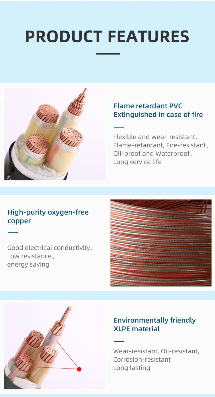 Customized Manufacturers 2 3 4 5 core 0.6/1kv cable PVC/XLPE copper three phase SWA/STA underground electrical wire power cable