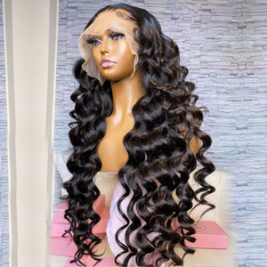 Invisible Lace Front Wig Transparent Swiss Lace Frontal Full Lace Wig, Factory 40 Inch Loose Deep Wave Brazilian Hair Wig