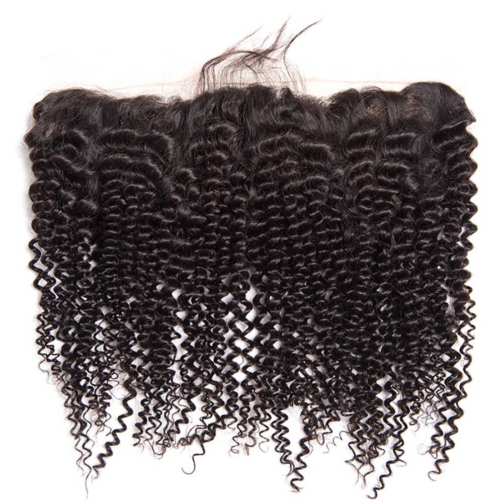 Arebella Factory Unprocessed Natural Color Kinky Curly Remy Virgin Human Hair Bundles Weaves With Frontal Closure