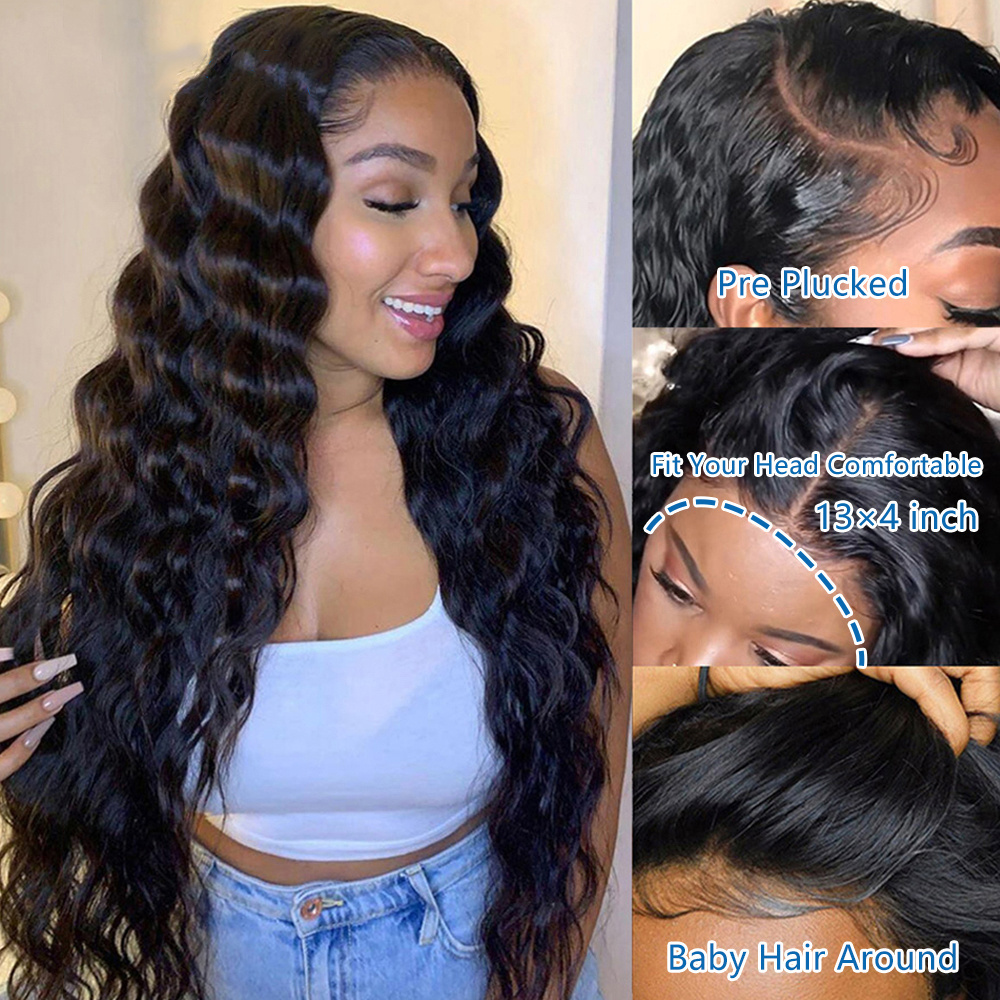 Invisible Lace Front Wig Transparent Swiss Lace Frontal Full Lace Wig, Factory 40 Inch Loose Deep Wave Brazilian Hair Wig