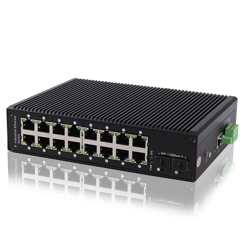 M816GP-2SFP-I Gigabit managed industrial PoE switch 16 gigabit port support PoE power supply switch