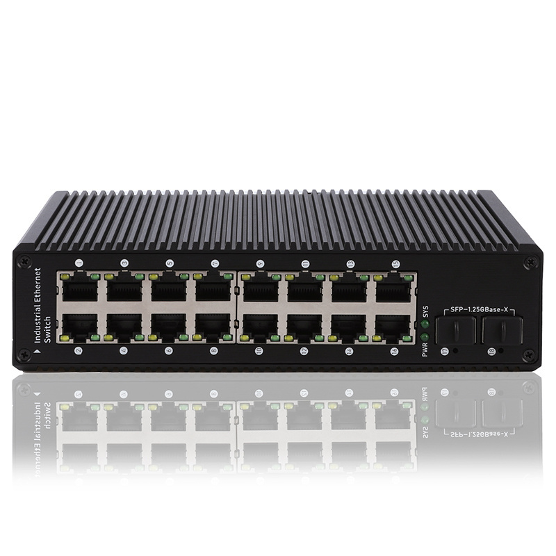 High quality 16 gigabit POE port 2 SFP fiber slot port Gigabit managed industrial PoE switch