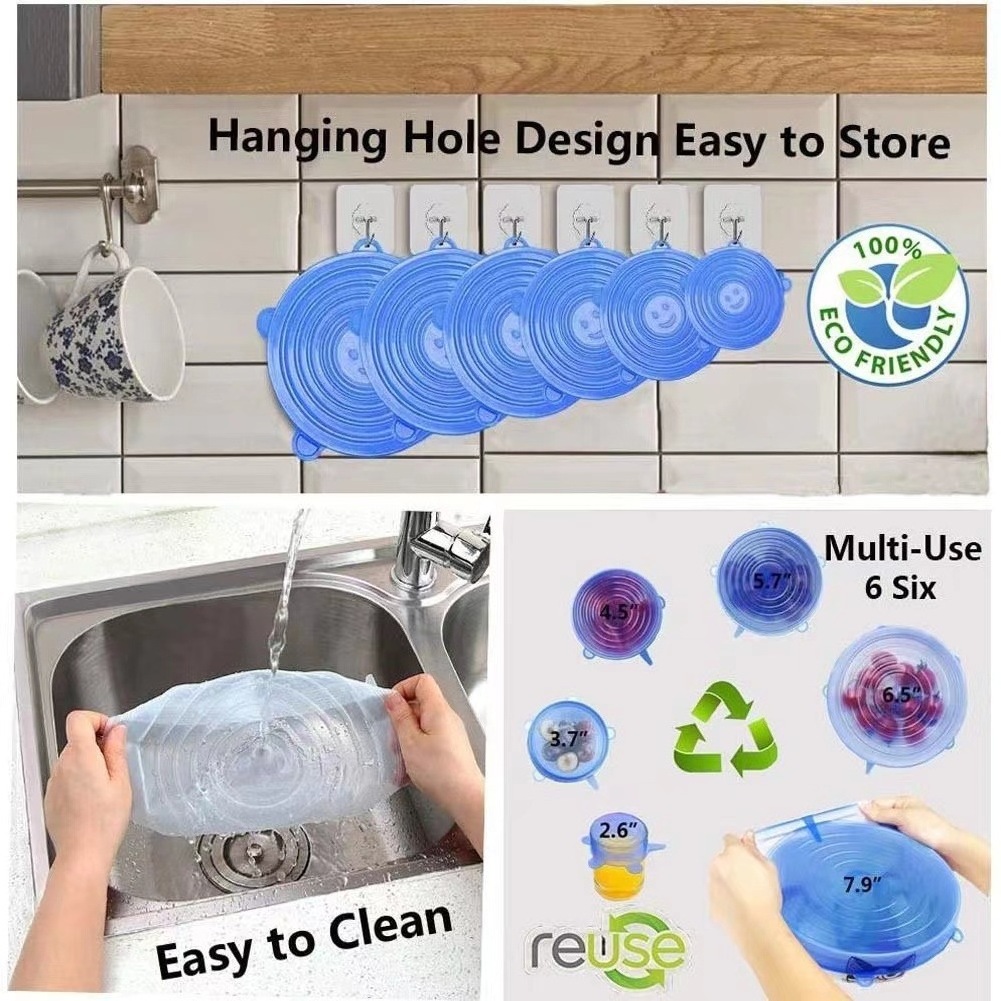 Reusable silicon lid cover stretch kitchen accessories silicone lids covers for keep free