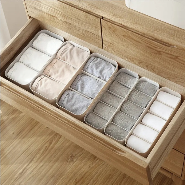 Compartment Socks Storage Box Plastic Underwear Storage Box Finishing Box Superimposed Storage for Clothessmall Drawer