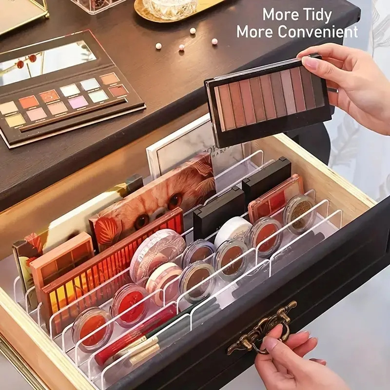 Clear cosmetics storage acrylic shelf dividers desktop drawer for makeup office